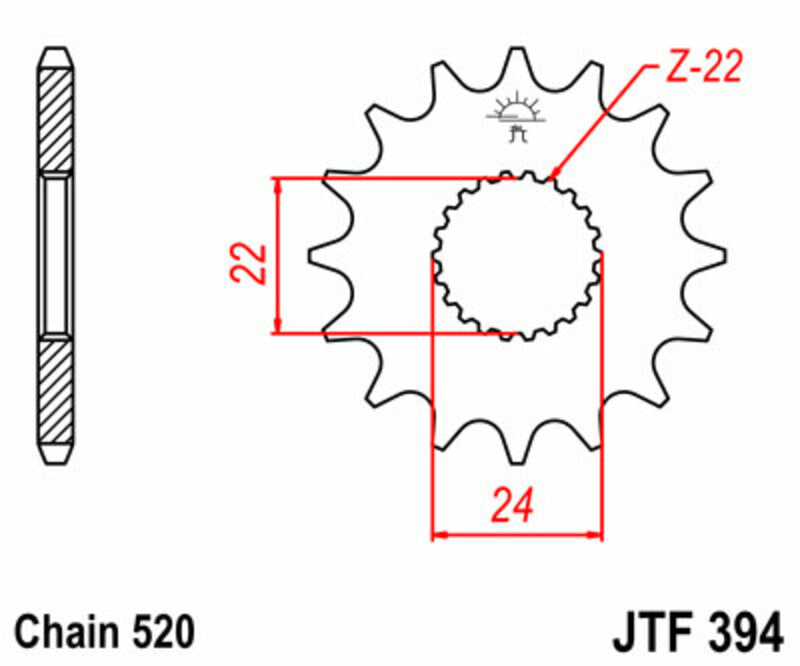 JT SPROCKETS Steel Standard Front Sprocket 394 - 520 - 1077364004