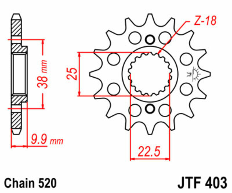 JT SPROCKETS Steel Standard Front Sprocket 403 - 520
