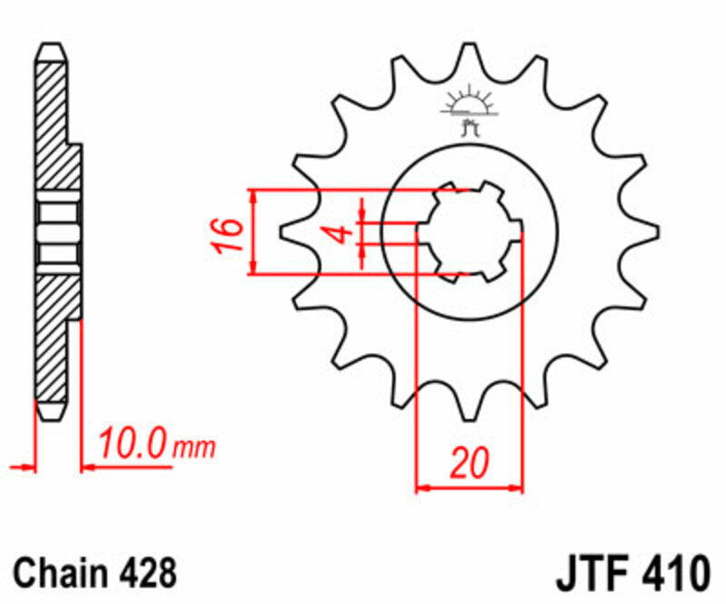 JT SPROCKETS Steel Standard Front Sprocket 410 - 428 - 1077370002