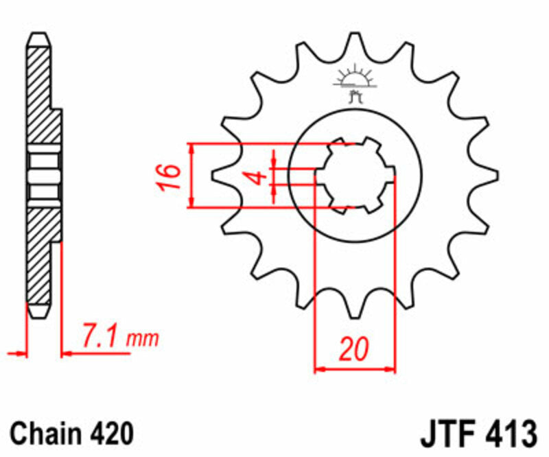JT SPROCKETS Steel Standard Front Sprocket 413 - 420 - 1077371004