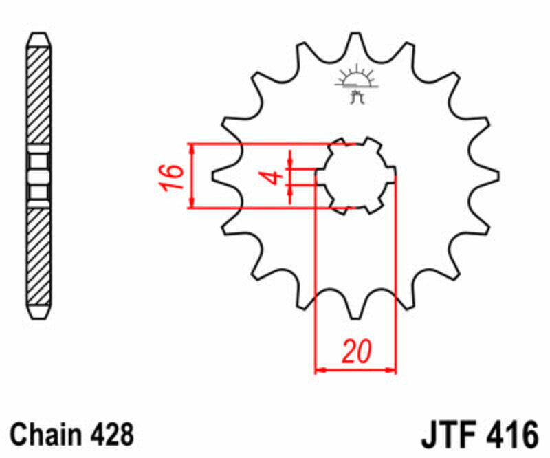 JT SPROCKETS Steel Standard Front Sprocket 416 - 428 - 1077372001