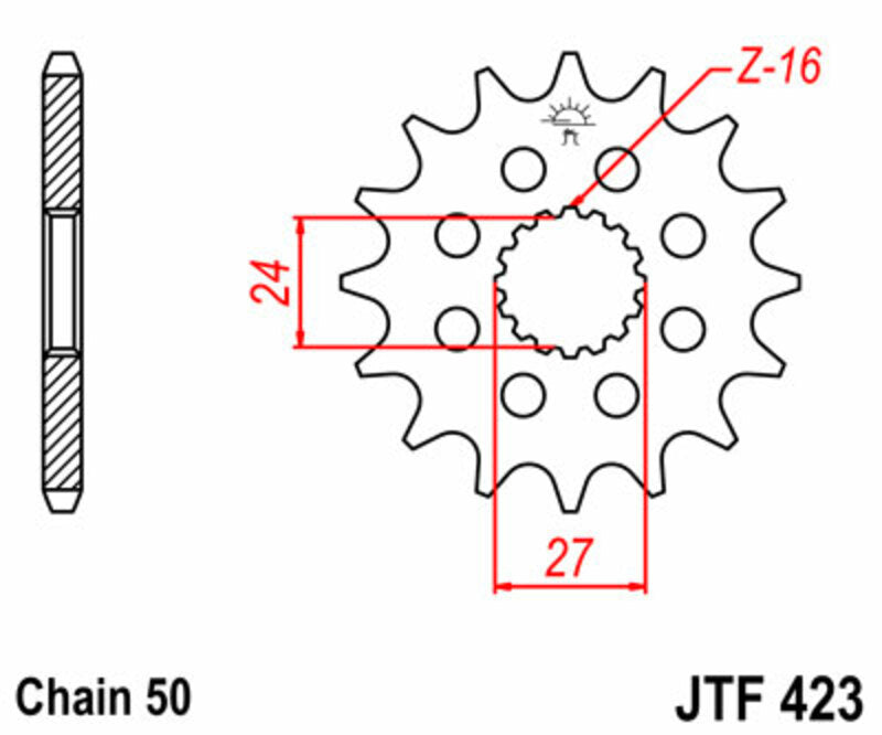 JT SPROCKETS Steel Standard Front Sprocket 423 - 530 - 1077380001