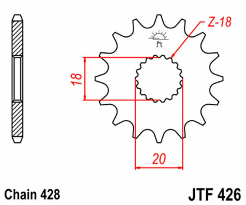 JT SPROCKETS Steel Standard Front Sprocket 426 - 428 - 1077383002