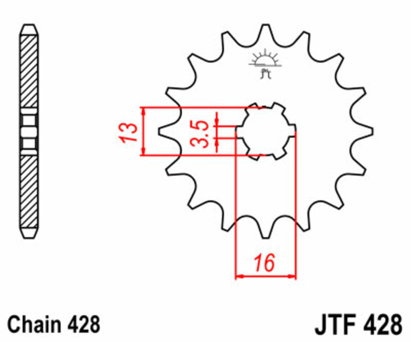 JT SPROCKETS Steel Standard Front Sprocket 428 - 428 - 1077386001