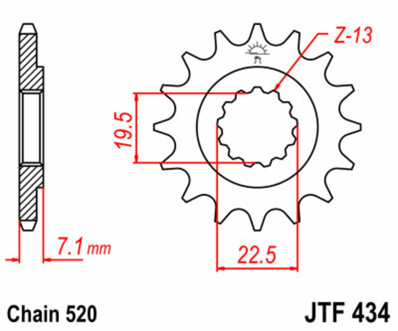 JT SPROCKETS Steel Standard Front Sprocket 434 - 520 - 1077392003