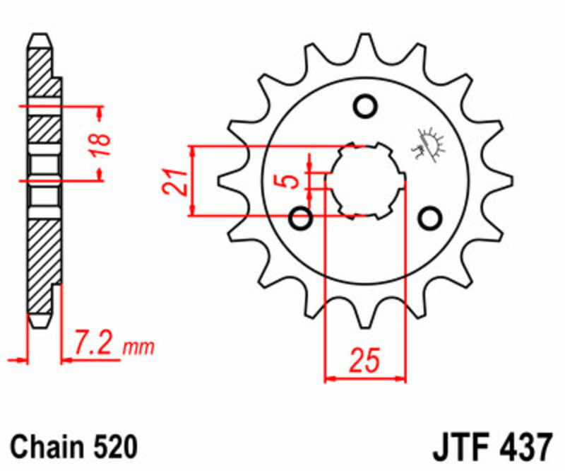 JT SPROCKETS Steel Standard Front Sprocket 437 - 520 - 1077395002