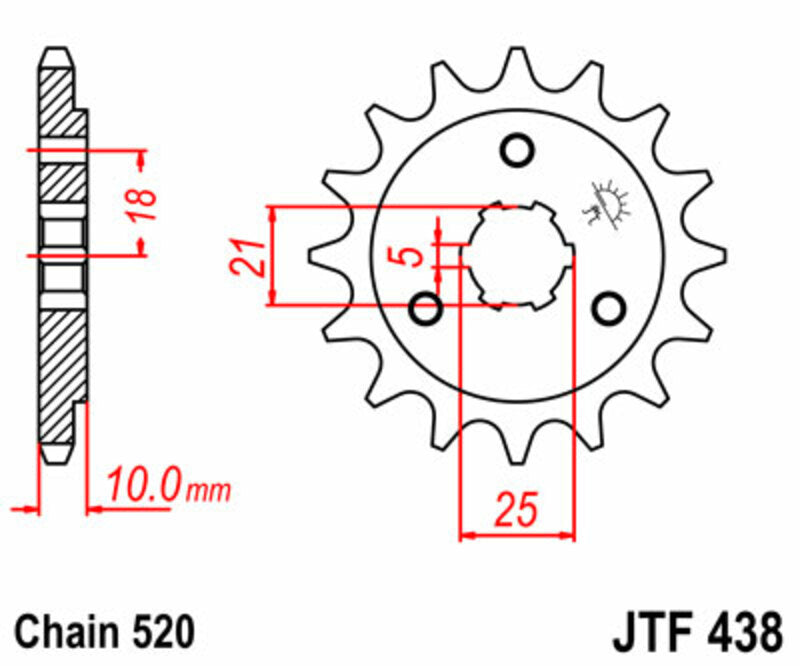 JT SPROCKETS Steel Standard Front Sprocket 438 - 520