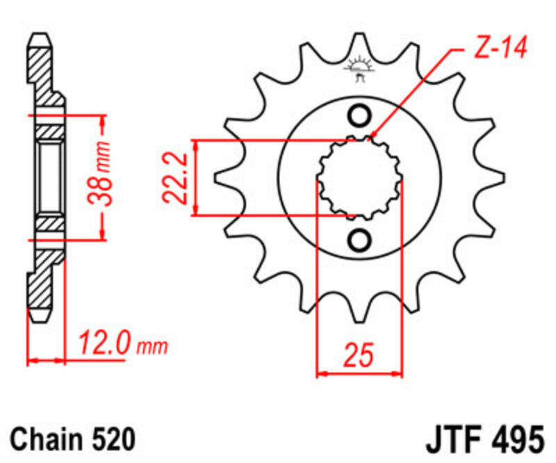 JT SPROCKETS Steel Standard Front Sprocket 495 - 520