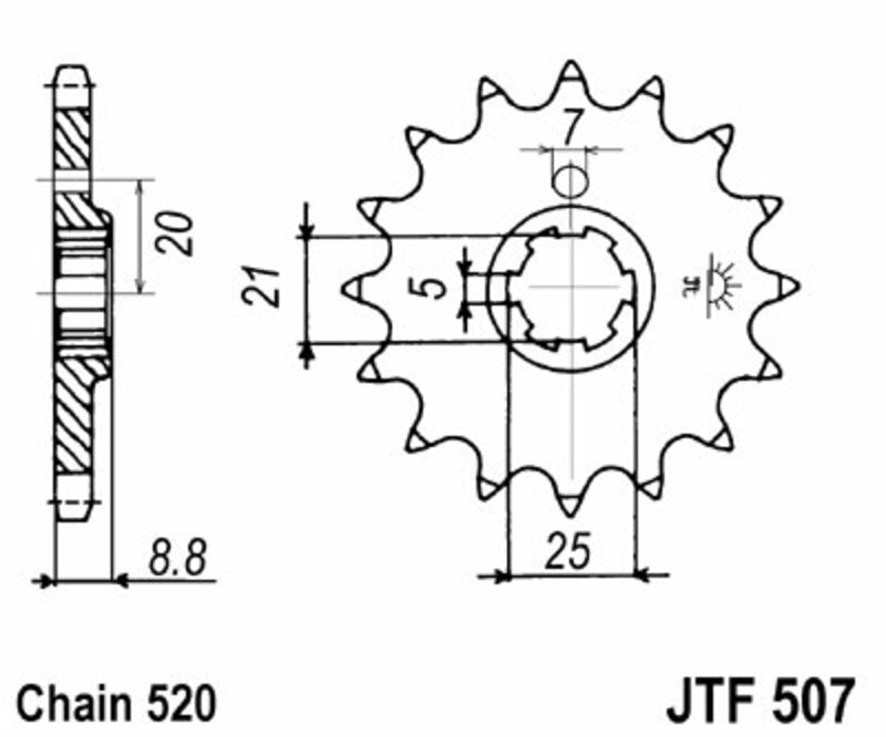 JT SPROCKETS Steel Standard Front Sprocket 507 - 520 - 1077403003