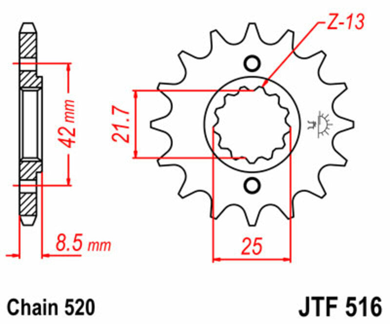 JT SPROCKETS Steel Standard Front Sprocket 516 - 520 - 1077411003