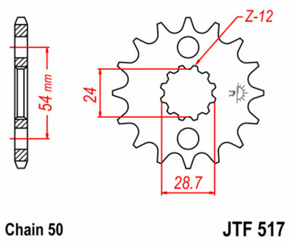 JT SPROCKETS Stahl Standard Kettenrad vorn 517 - 530 - 1077412003 