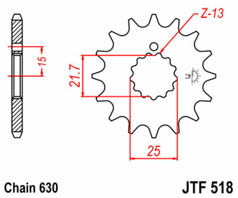 JT SPROCKETS Steel Standard Front Sprocket 518 - 630