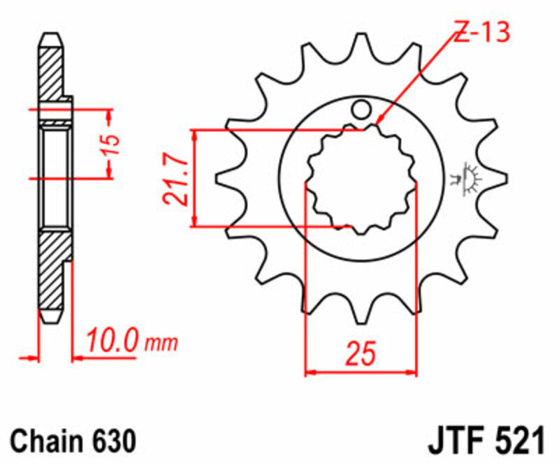 JT SPROCKETS Steel Standard Front Sprocket 521 - 630
