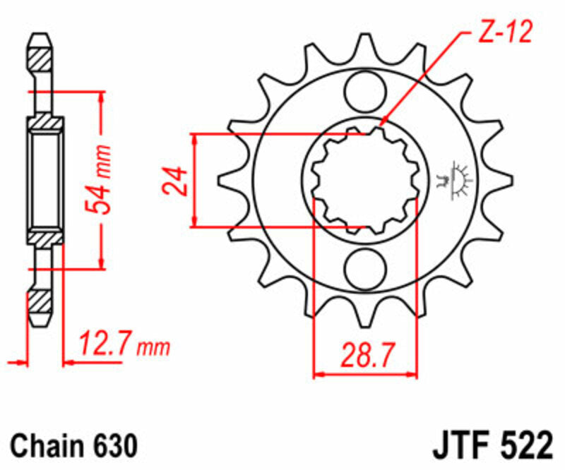 JT SPROCKETS Steel Standard Front Sprocket 522 - 630