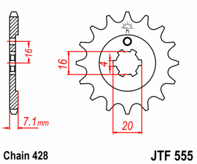 JT SPROCKETS Steel Standard Front Sprocket 555 - 428 - 1077431001