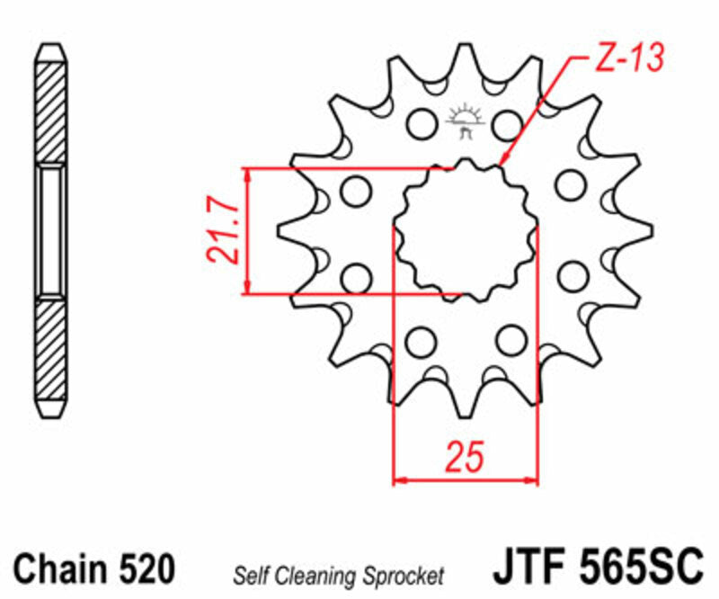 JT SPROCKETS Steel Self-Cleaning Front Sprocket 565 - 520 - 1077437002
