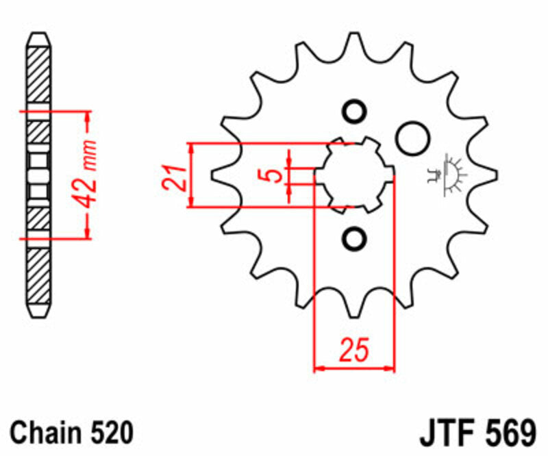JT SPROCKETS Steel Standard Front Sprocket 569 - 520 - 1077442003