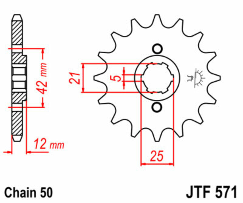 JT SPROCKETS Steel Standard Front Sprocket 571 - 530 - 1077444002