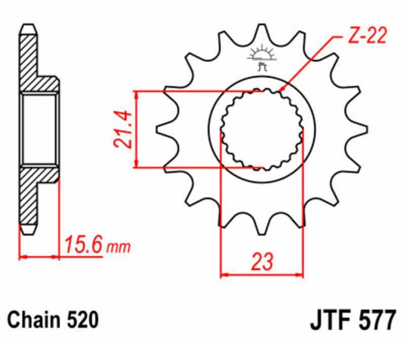 JT SPROCKETS Steel Standard Front Sprocket 577 - 520 - 1077448001