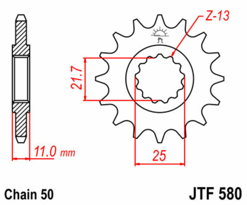 JT SPROCKETS Steel Standard Front Sprocket 580 - 530 - 1077452002