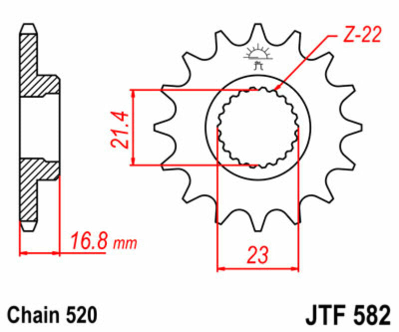 JT SPROCKETS Steel Standard Front Sprocket 582 - 520