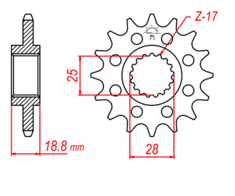 JT SPROCKETS Steel Standard Front Sprocket 704 - 525 - 1077457001