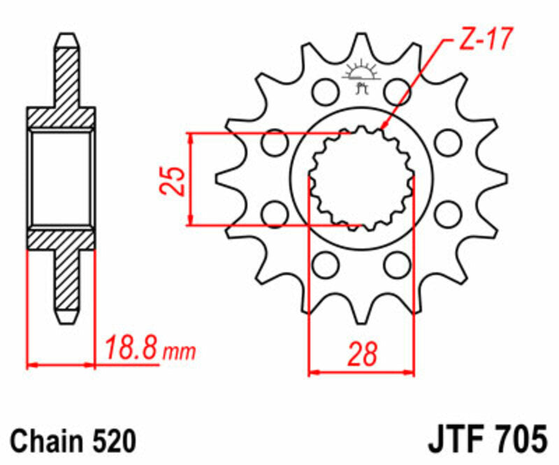 JT SPROCKETS Steel Standard Front Sprocket 705 - 520