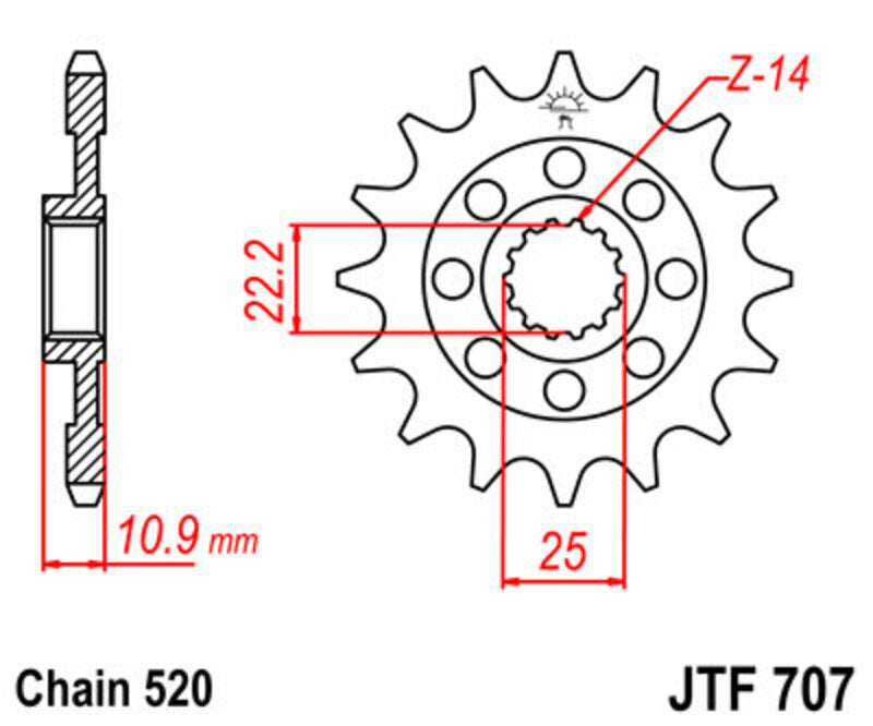 JT SPROCKETS Steel Standard Front Sprocket 707 - 520