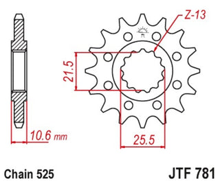 JT SPROCKETS Steel Standard Front Sprocket 781 - 525
