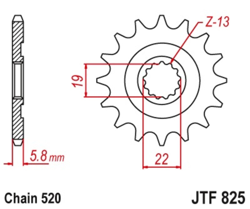 JT SPROCKETS Steel Self-Cleaning Front Sprocket 825 - 520