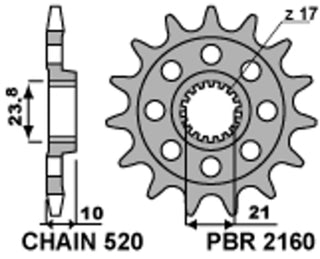 PBR Steel Standard Front Sprocket 2260 - 520 - 1077591001