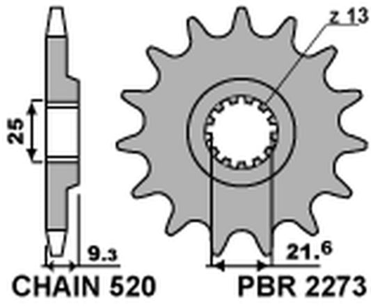 PBR Steel Standard Front Sprocket 2273 - 520 - 1077626003