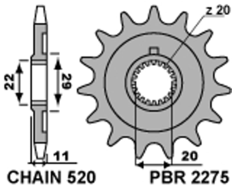 PBR Steel Standard Front Sprocket 2275 - 520 - 1077627002
