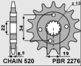 PBR Stahl Standard Kettenrad 2276 - 520 - 1077628003