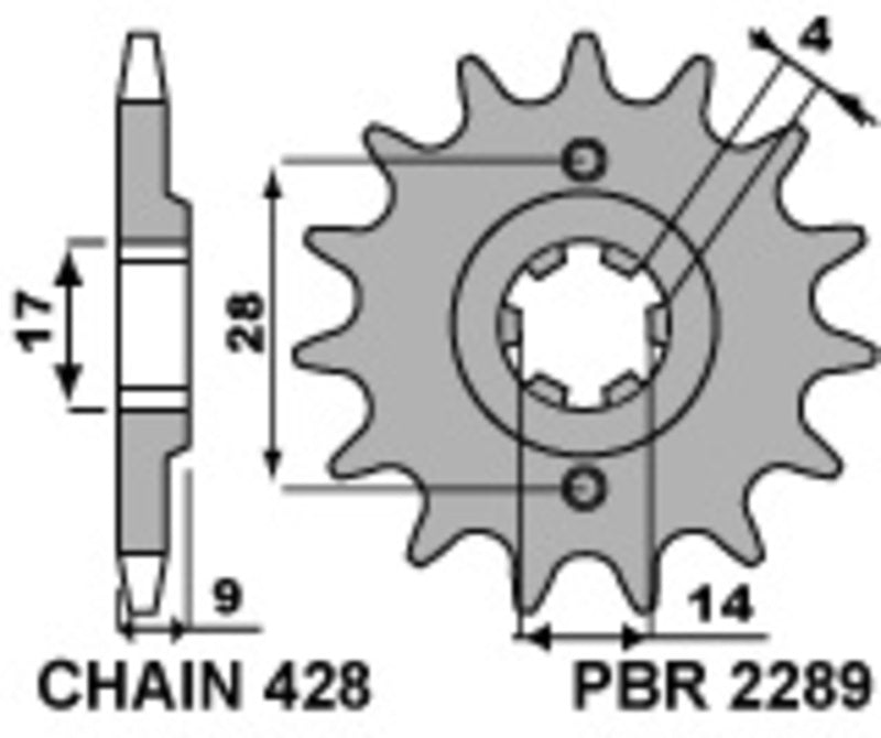PBR Steel Standard Front Sprocket 2289 - 428 - 1077629001
