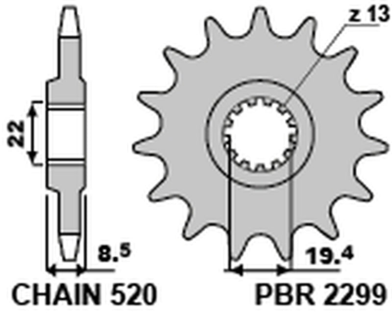 PBR Steel Standard Front Sprocket 2299 - 520