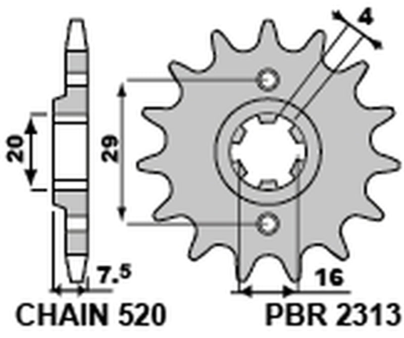 PBR Steel Standard Front Sprocket 2313 - 520