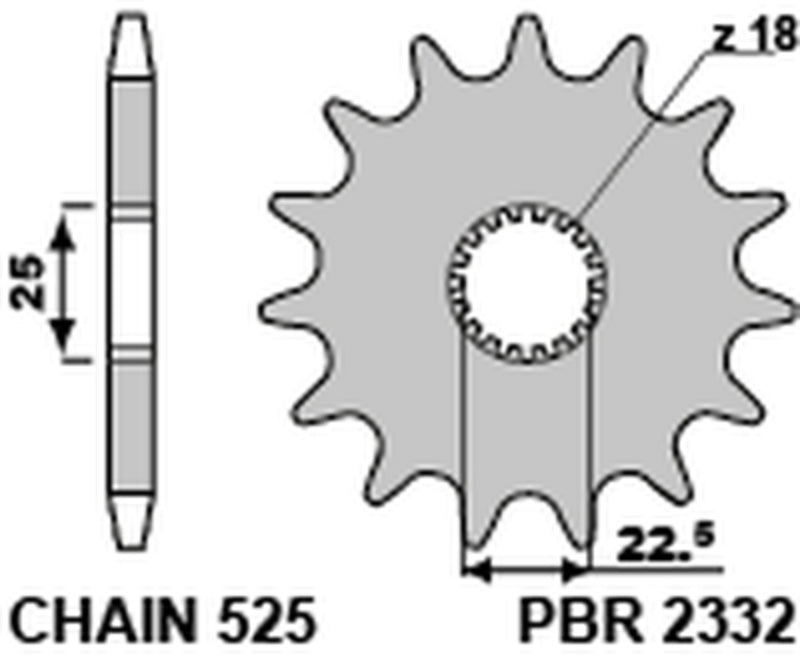 PBR Steel Standard Front Sprocket 2332 - 525 - 1077637001