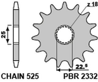 PBR Stahl Standard-Kettenrad 2332 - 525 - 1077637002 