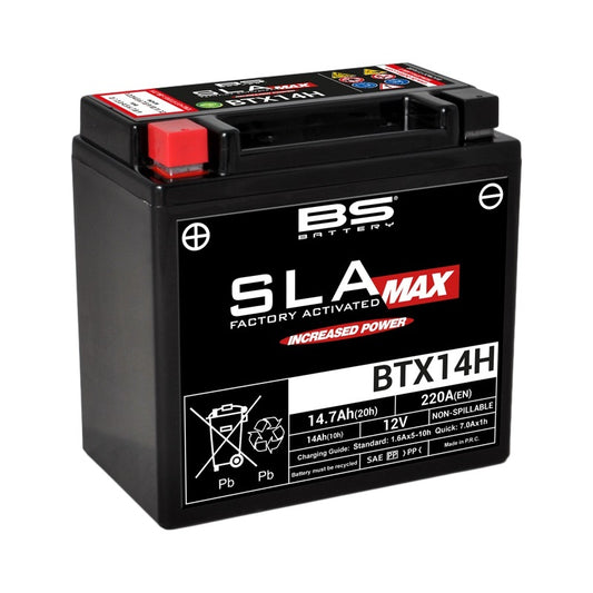 BS BATTERY SLA Max Battery Maintenance Free Factory Activated - BTX14H