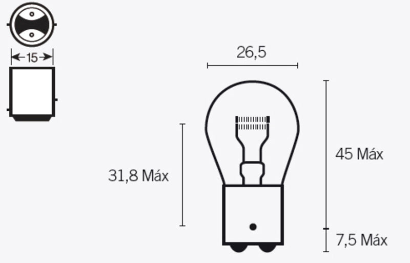 TECNIUM S25 Light Bulbs 12V 21/5W - x10