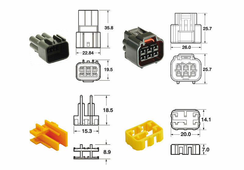 BIHR 6 plugs end set Connectors 090 FRKW OE Type - 5 sets