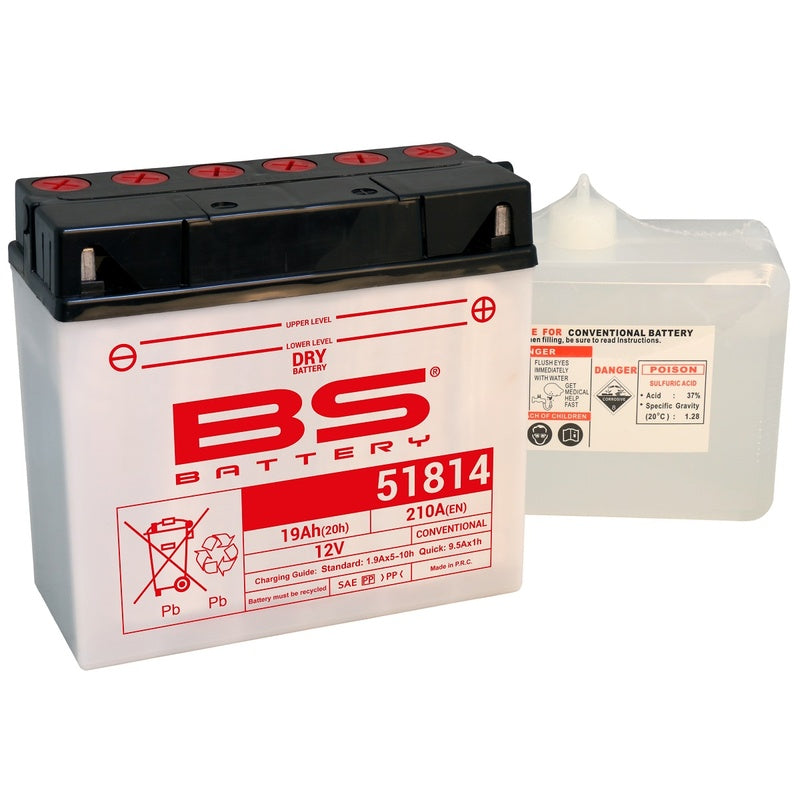 BS BATTERY Battery Conventional with Acid Pack - 51814 (12C16A-3B)
