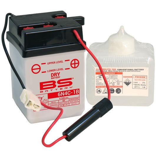 BS BATTERY Battery Conventional with Acid Pack - 6N4C-1B