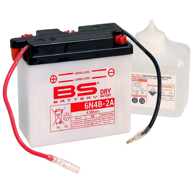 BS BATTERY Battery Conventional with Acid Pack - 6N4B-2A