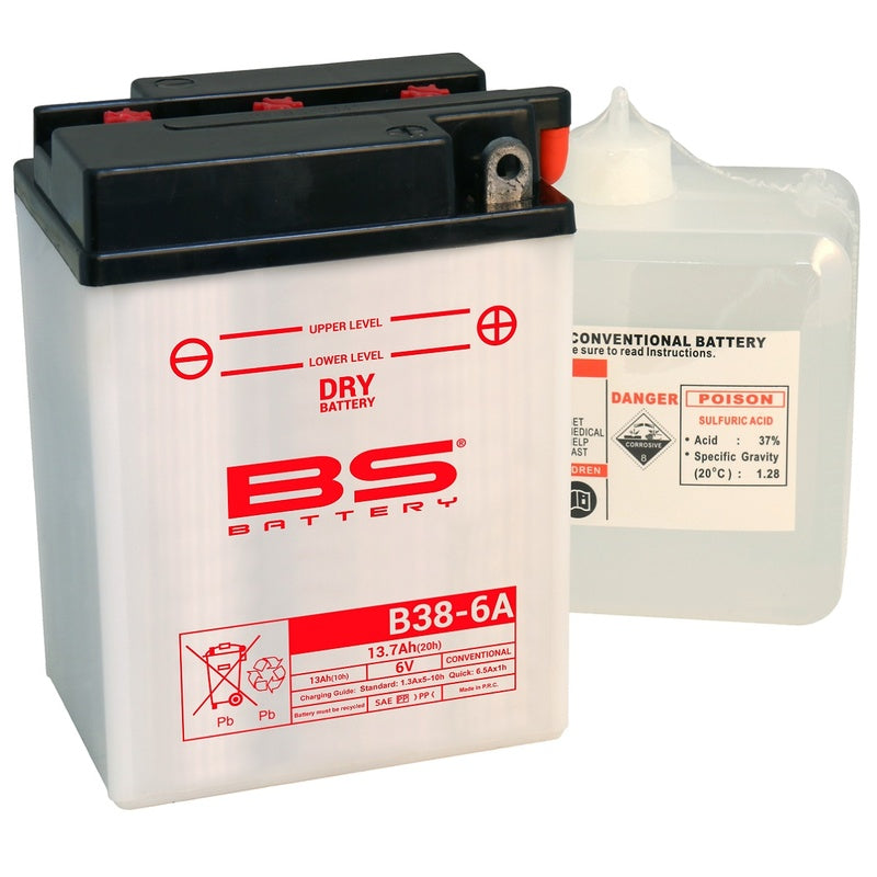 BS BATTERY Battery Conventional with Acid Pack - B38-6A