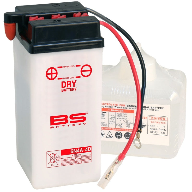 BS BATTERY Battery Conventional with Acid Pack - 6N4A-4D