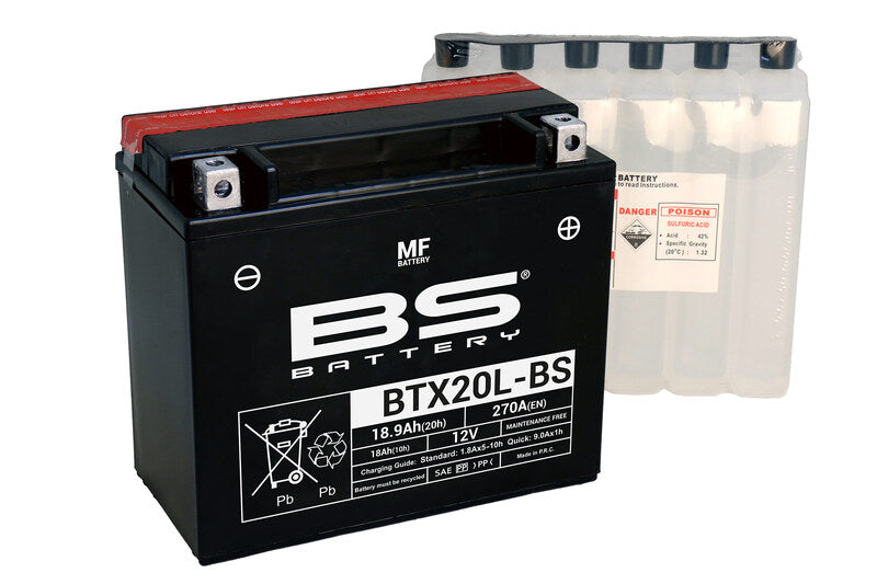 BS BATTERY Battery Maintenance Free with Acid Pack - BTX20L