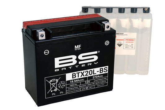 BS BATTERY Battery Maintenance Free with Acid Pack - BTX20L