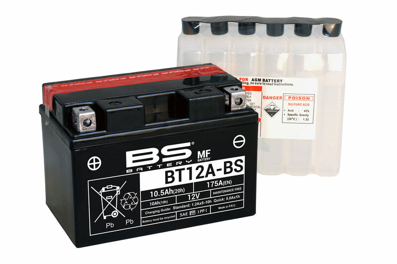 BS BATTERY Battery Maintenance Free with Acid Pack - BT12A